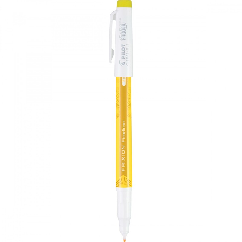 Frixion Fineliner Yellow, with the cap off
