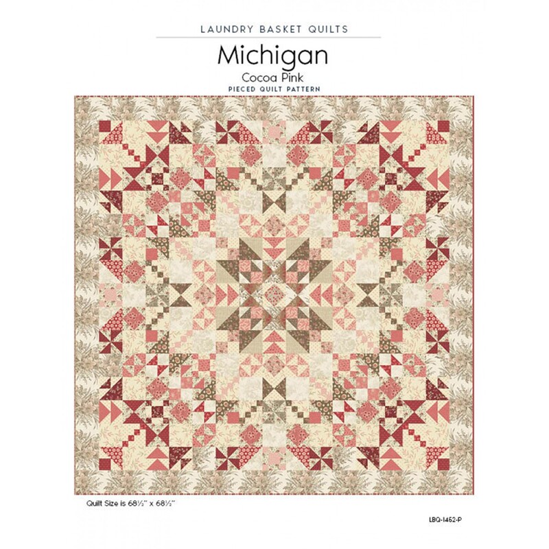 Large, head on shot of the pieced Michigan quilt