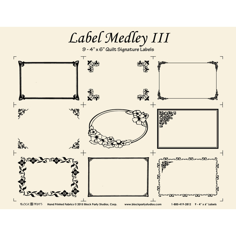 a full, digital view of Label Medley Panel III, with nine unique label tags