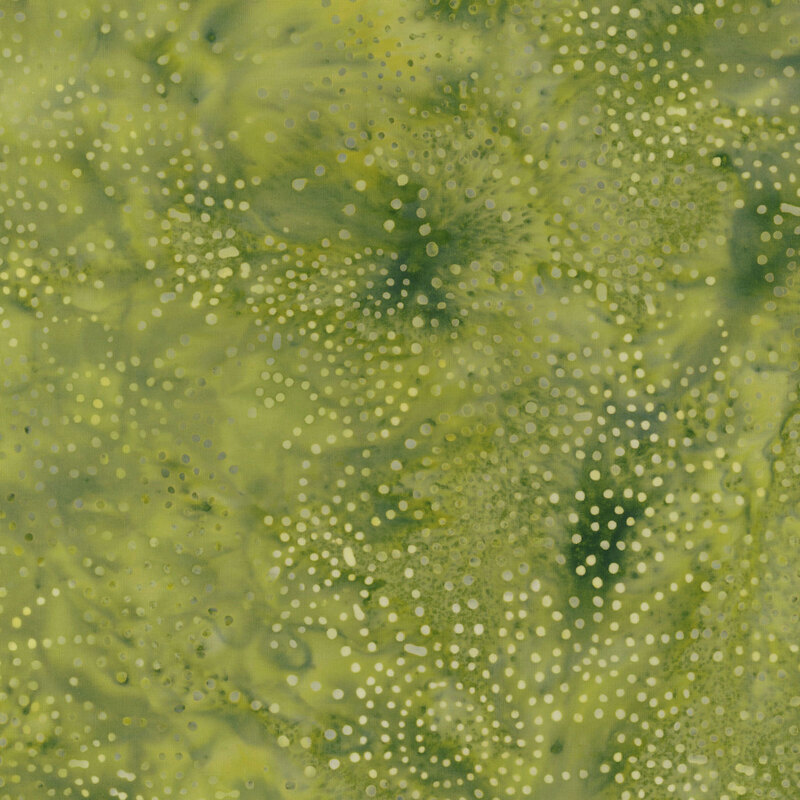 Green mottled fabric with swirling dot design