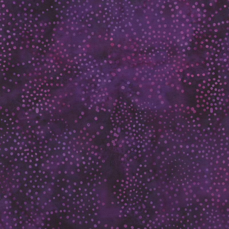 Dark purple fabric mottled with lighter purple dots.