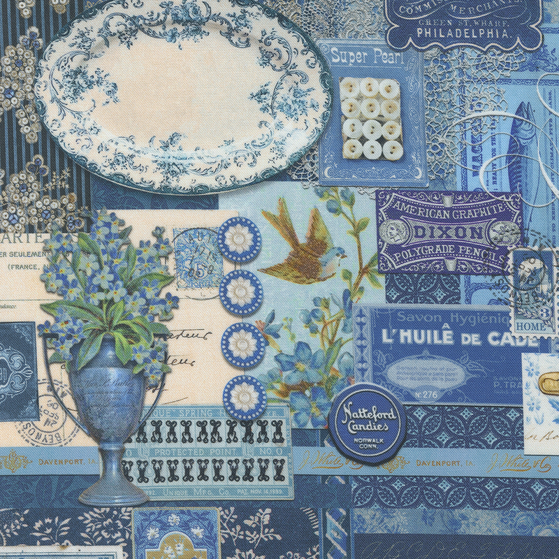 Curated in Color 7460-16 Blue by Cathe Holden for Moda Fabrics | Shabby ...