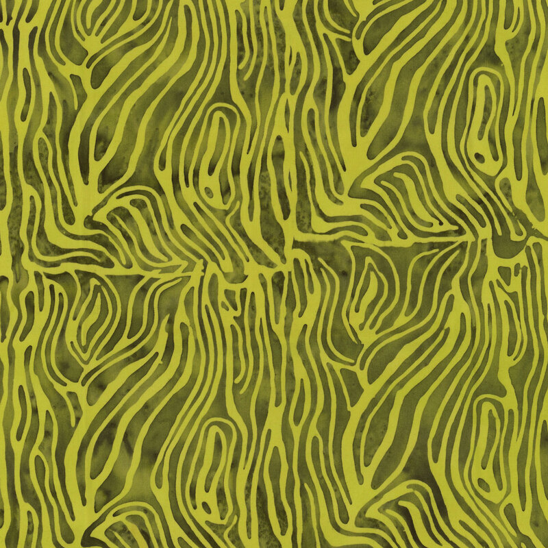 Green and chartreuse zebra striped patterned fabric.