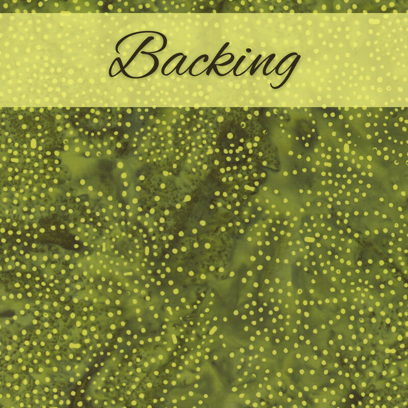 A textured green background with yellow dot patterns and the word Backing written in an elegant font at the top.