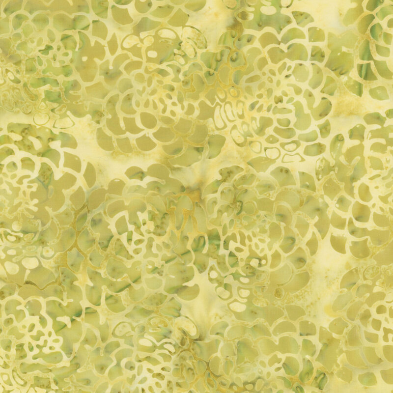 Light green fabric imprinted with darker green flowers