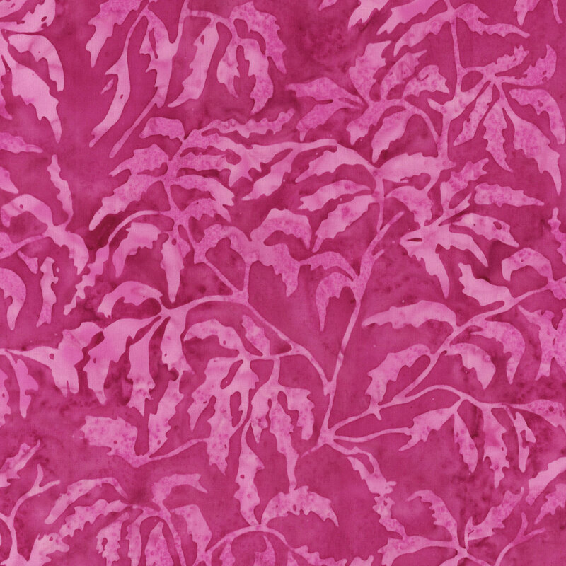 Dark pink with light pink leaf pattern.