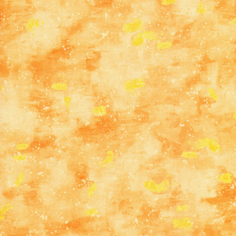 This fabric has a orange painted texture with yellow splatters