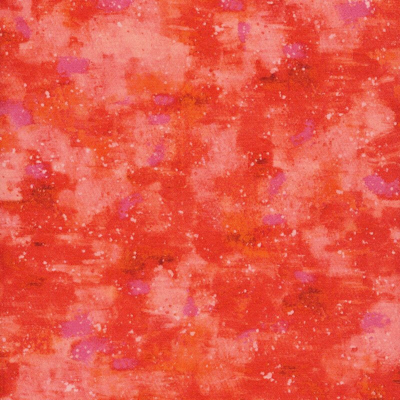 This fabric has a red painted texture with purple splatters