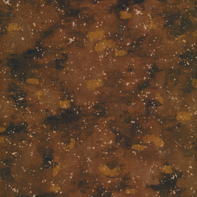 This fabric has a tonal dark brown painted and splattered texture