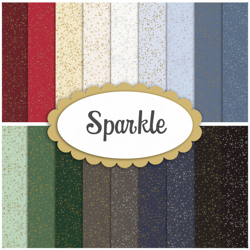 Composite collage of the 18 SKUs in the Sparkle collection, layered over each other 