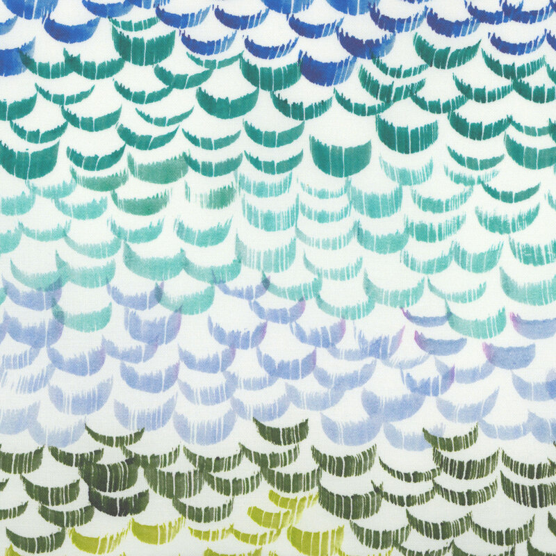 cool-toned fish scale pattern on white fabric