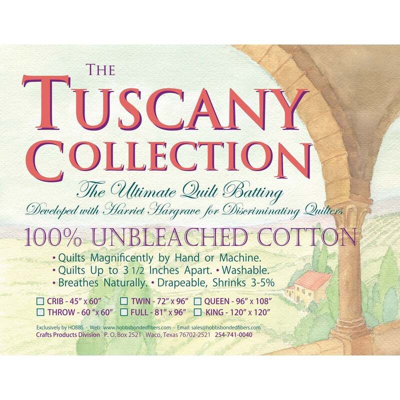 Batting Tuscany Unbleached Cotton 120in x 120in King