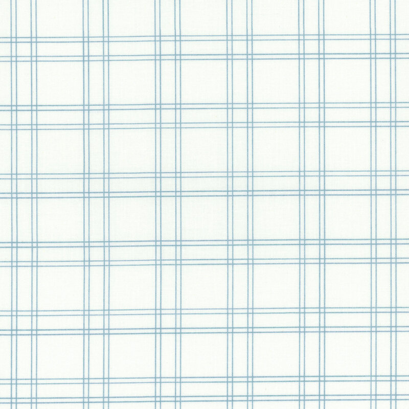 light cream fabric with thin light blue plaid lines