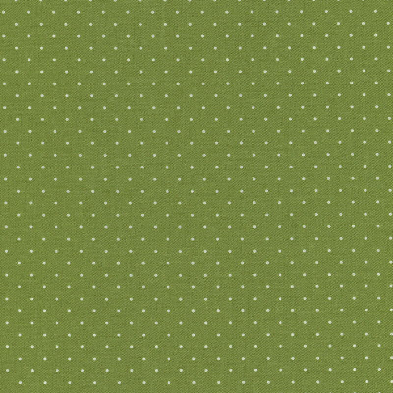 meadow green fabric with small white polka dots