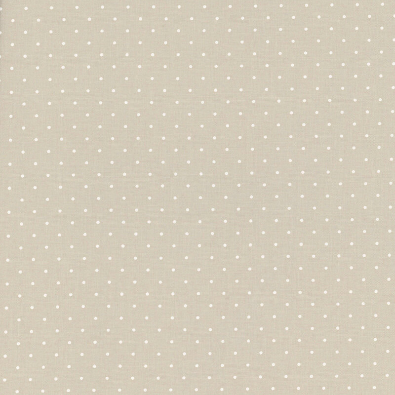 warm gray fabric with small white polka dots