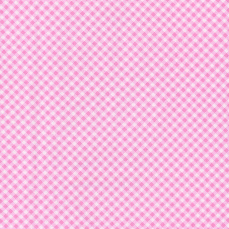 Pink and white gingham fabric.
