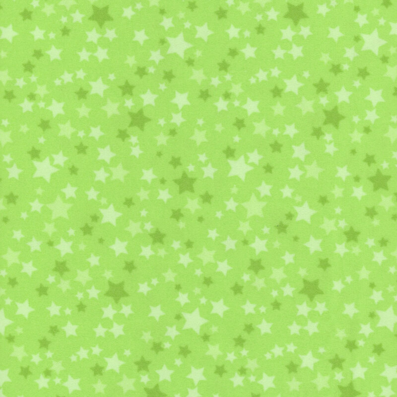 Green fabric with a variety of green stars