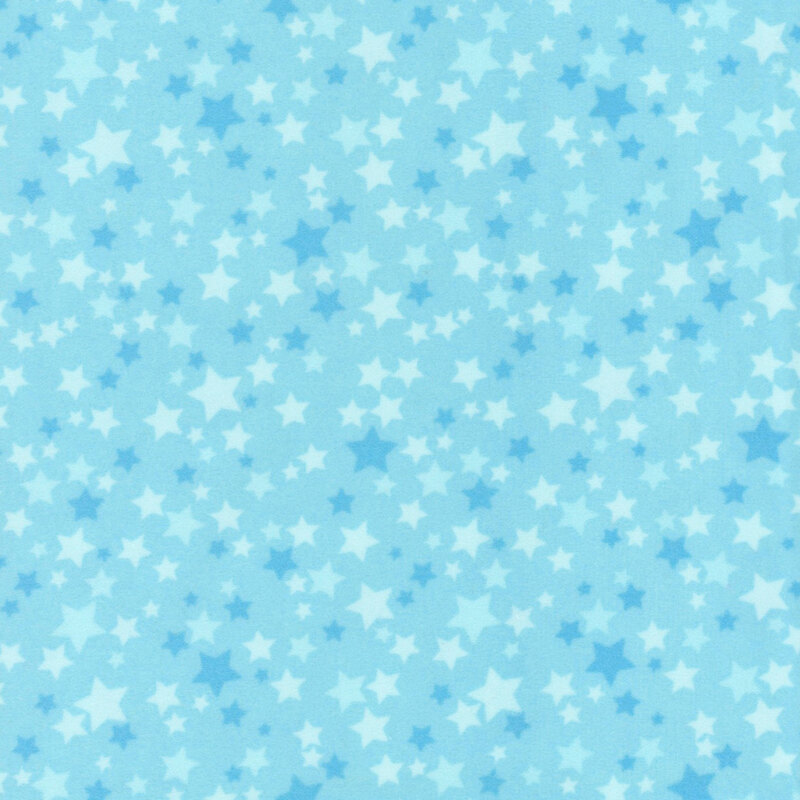 Aqua fabric with a variety of aqua stars.