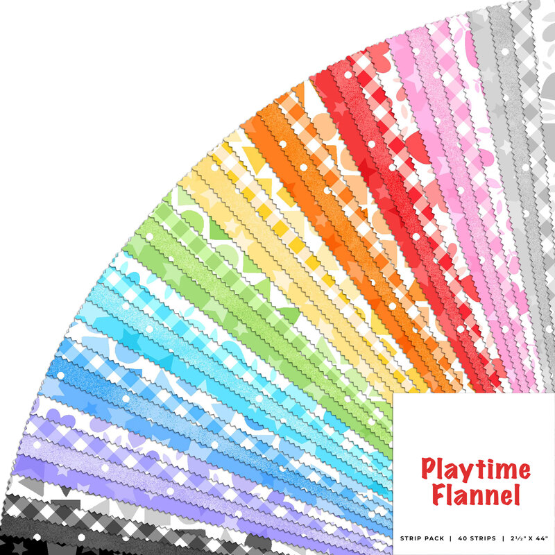 Round of colorful fabrics included in the Playtime Flannels 2-1/2