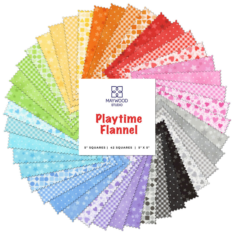 Colorful circle of fabrics included in the Playtime Flannels 5