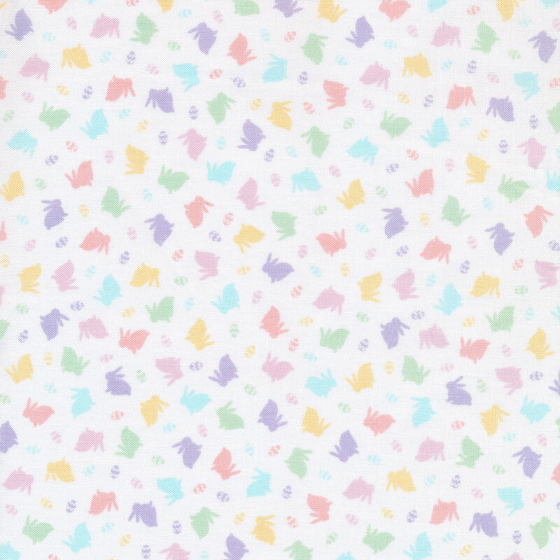 Pastel Easter bunnies and Easter eggs patterned fabric.