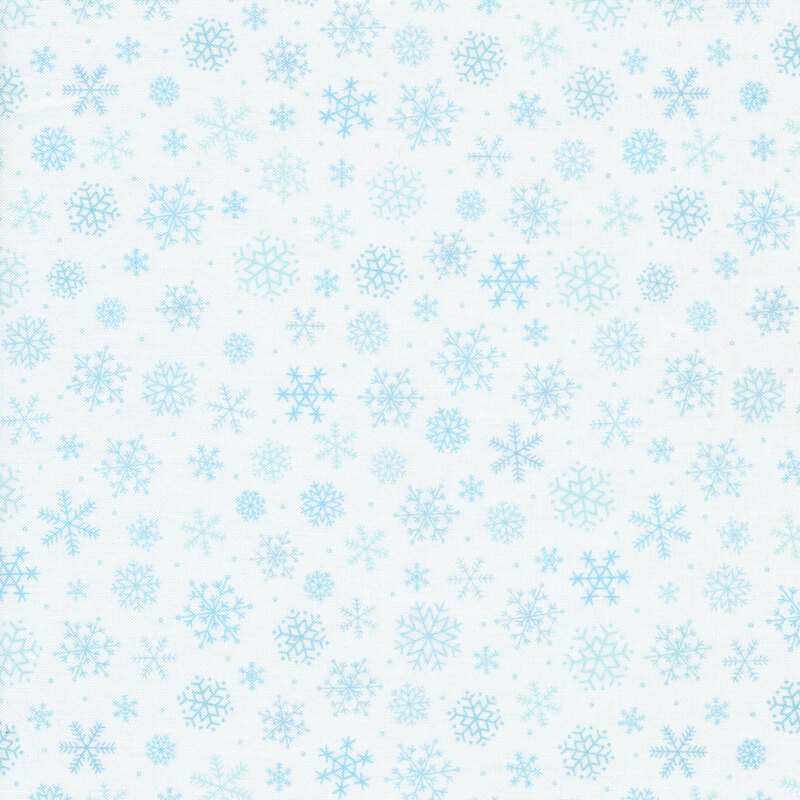 Light blue snowflakes falling fabric.