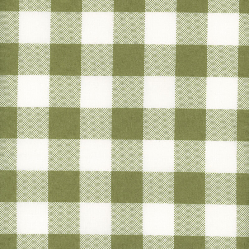 Large scale green and white gingham