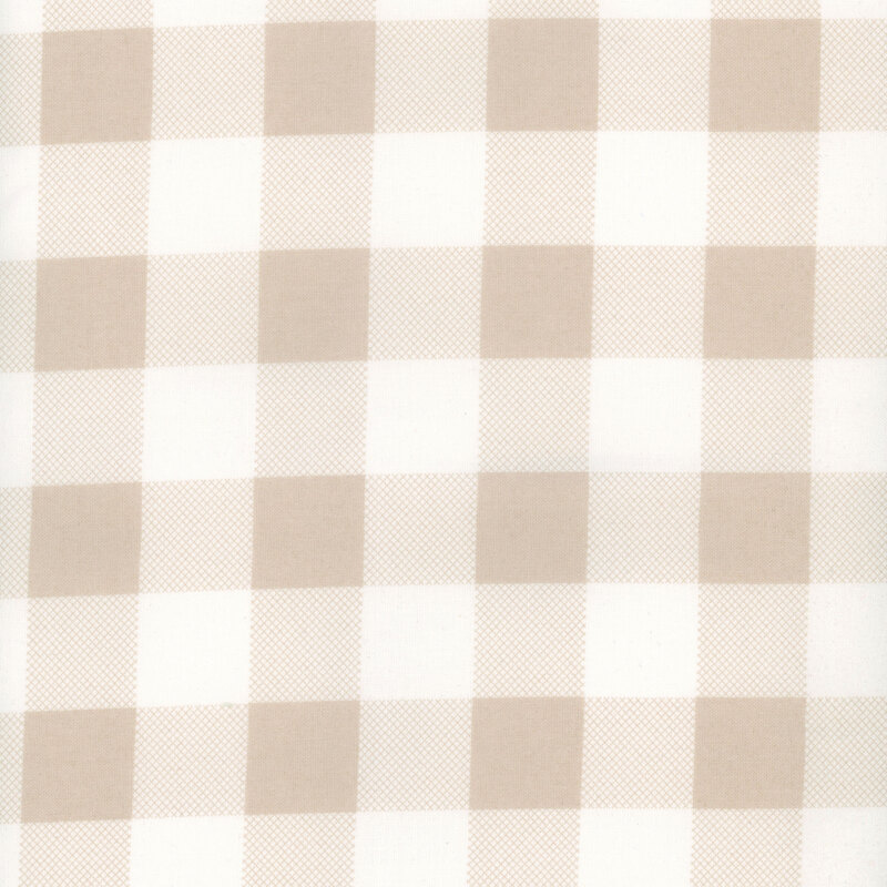 Large scale taupe and white gingham