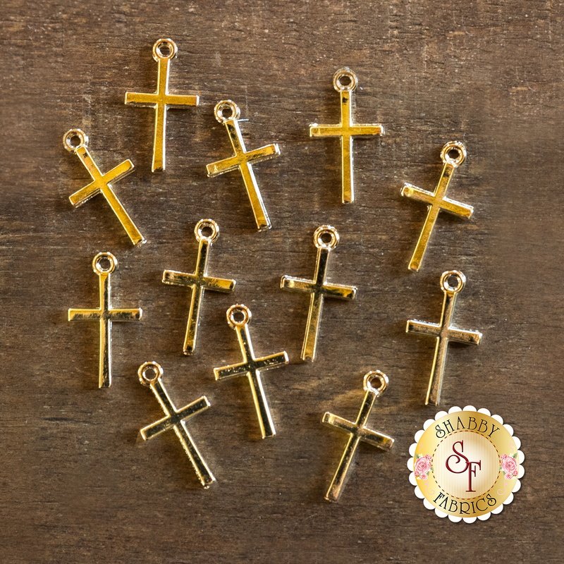 12 small metal Gold Christian Crosses from Shabby Fabrics