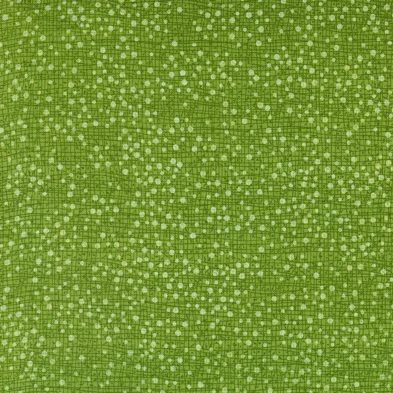 grass green fabric featuring a textured crosshatch pattern and subtle white dotted detailing