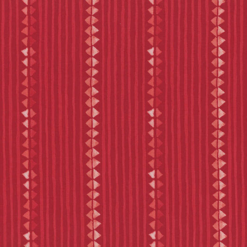 lovely red fabric with thin tonal striping and red and cream triangle stripes