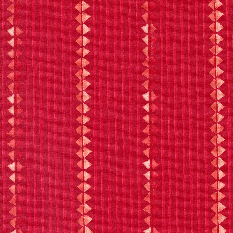 lovely red fabric with thin tonal striping and red and cream triangle stripes