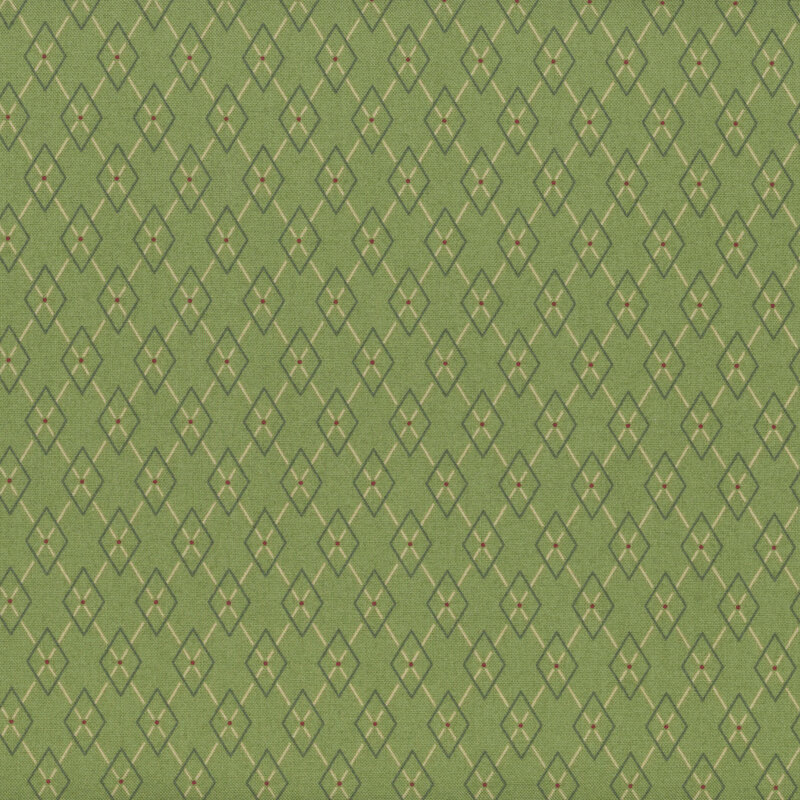 Green fabric with a small argyle pattern
