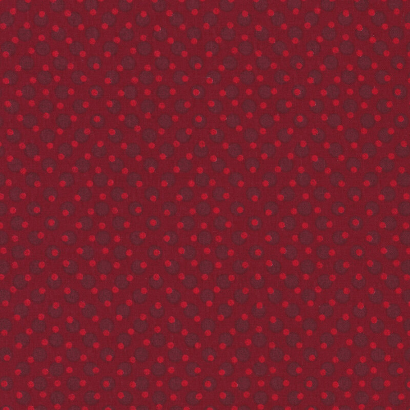 gorgeous red fabric in large burgundy polka dots and smaller bright red polka dots