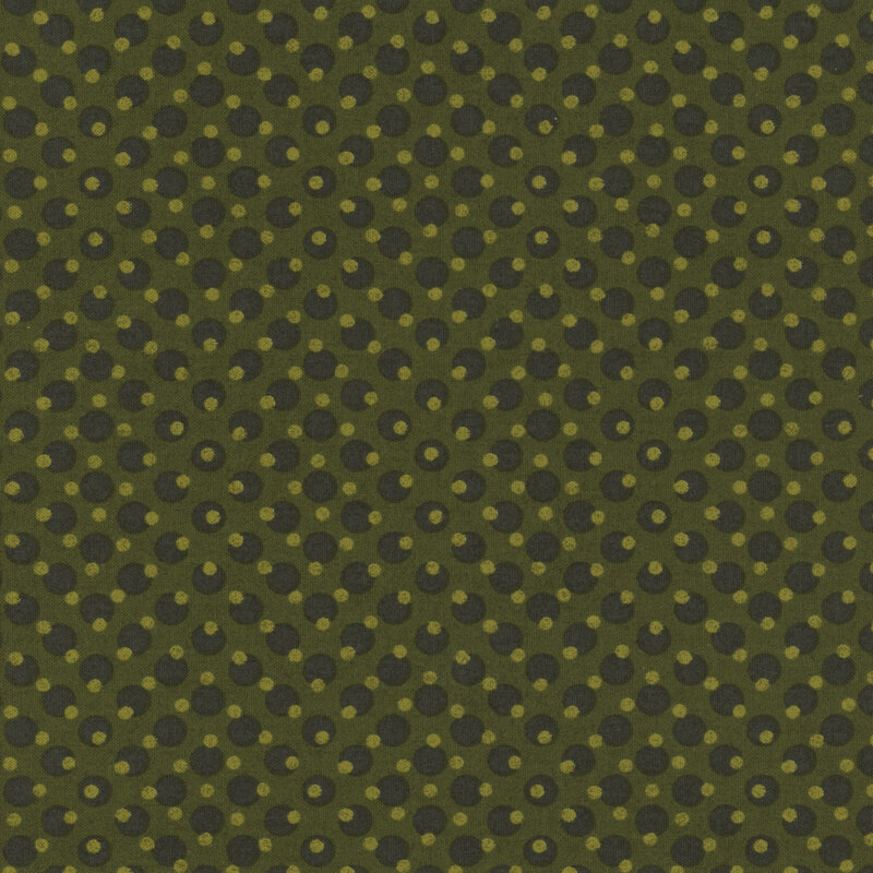 gorgeous green fabric in large forest green polka dots and smaller light green polka dots