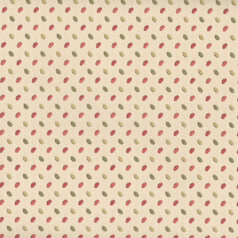 Cream textured fabric with pink, cream, and green ovals arranged diagonally and perpendicular to one another