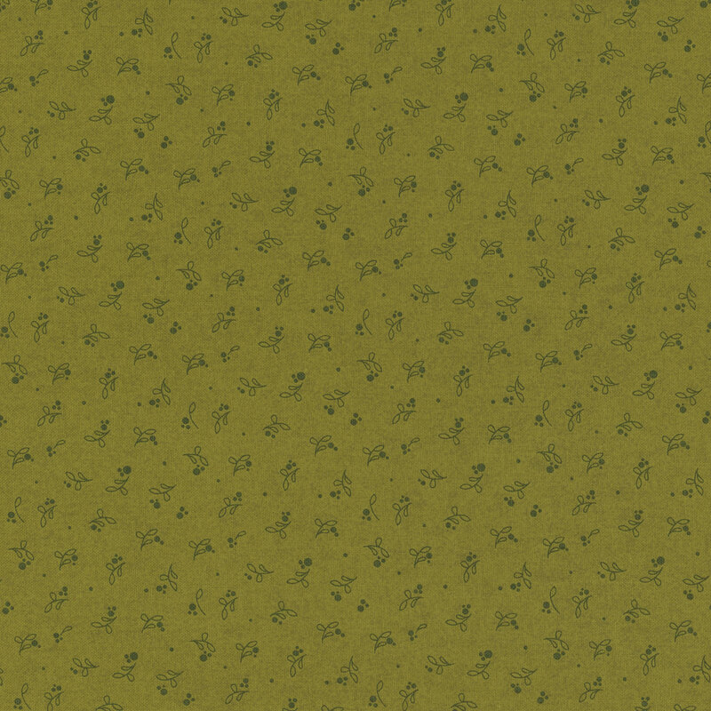 lovely leaf green fabric with a ditsy pattern of forest green dots and leaves