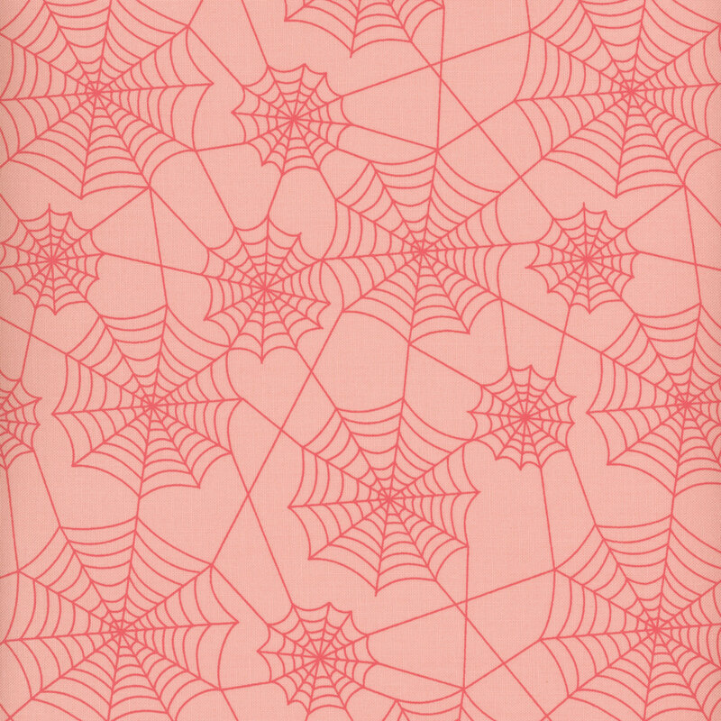 adorable pink fabric with dark pink spiderwebs