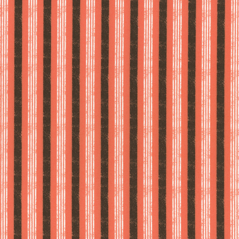 lovely orange fabric with textured black and white stripes