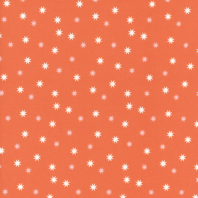 adorable orange fabric with scattered pink and white stars