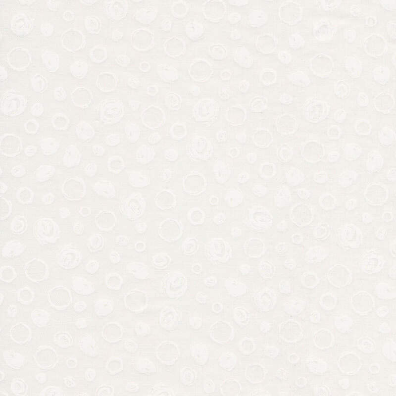 image of tonal fabric with white circles and dots on a white background 