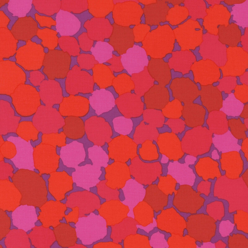 vibrant pink and red abstract dots over a fuschia purple background