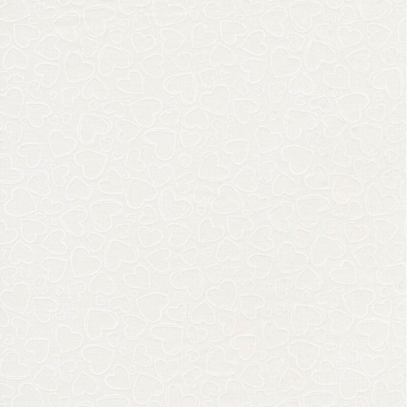 image of tonal fabric with white hearts on a white background  
