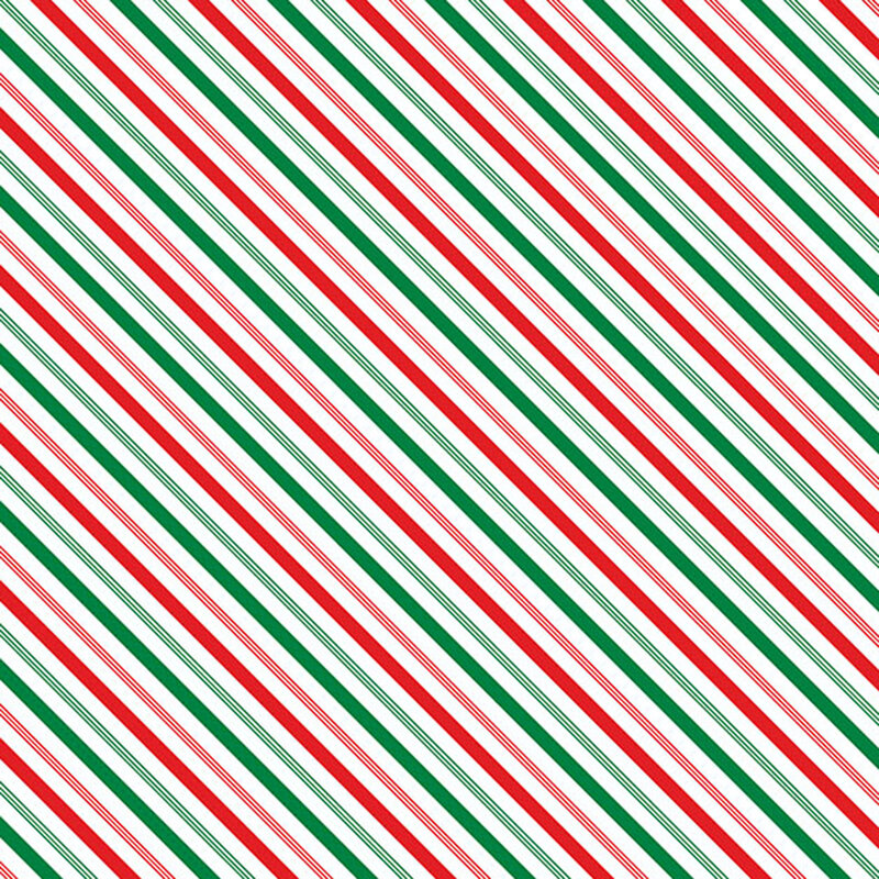 Festive green and red stripes on white fabric.