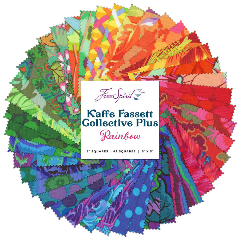 collage of all Rainbow colorway fabrics in shades a rainbow of vibrant shades