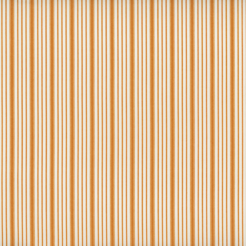 Fabric with parallel stripes in differing thicknesses, alternating between burnt orange and cream