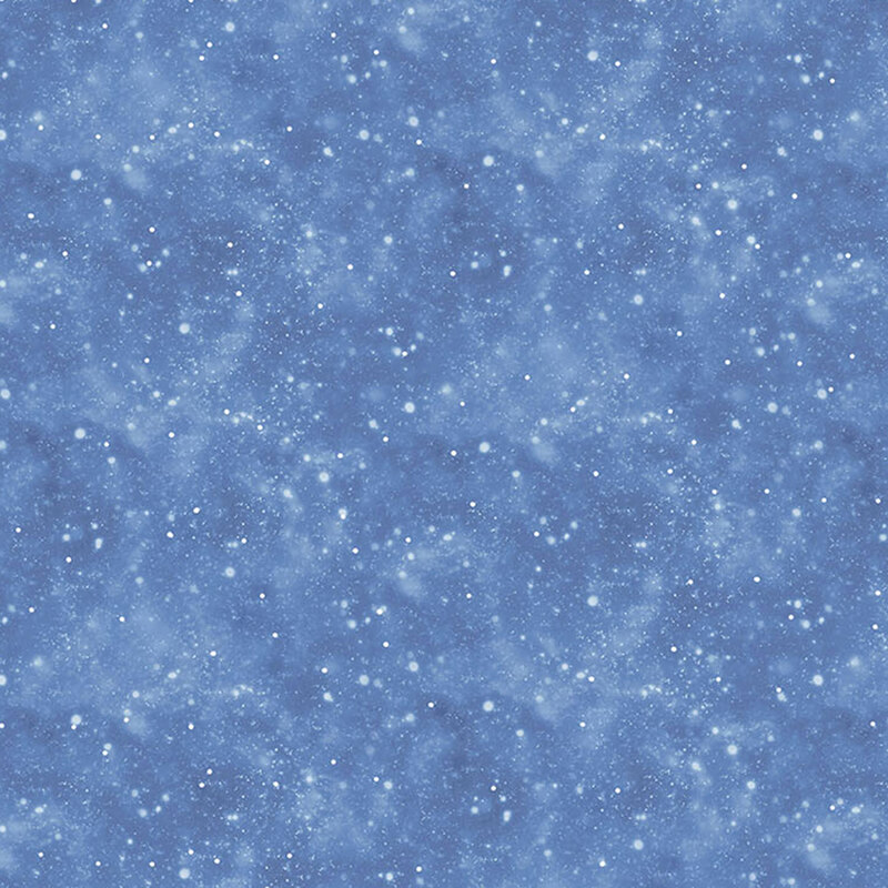 Snowfall pattern on a mottled blue background.