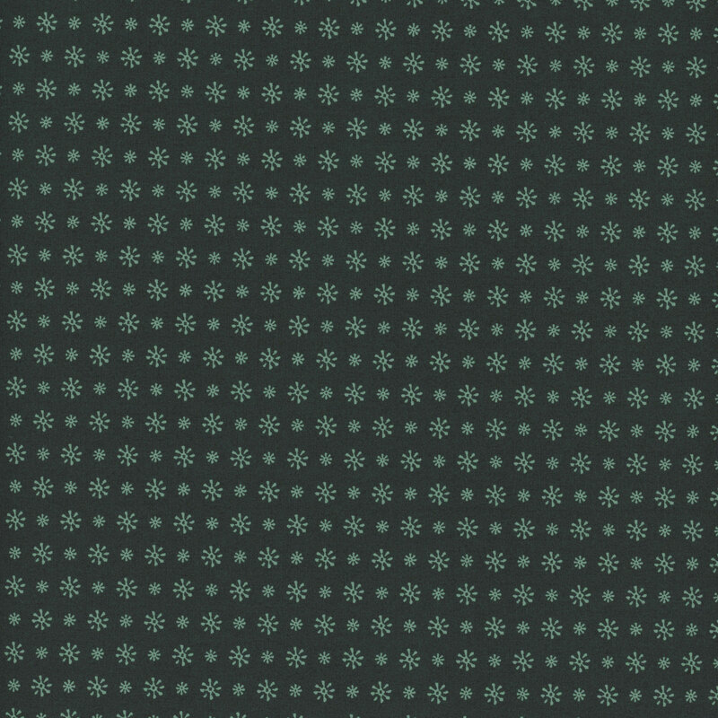 Deep green fabric covered in tiny tonal floral motifs