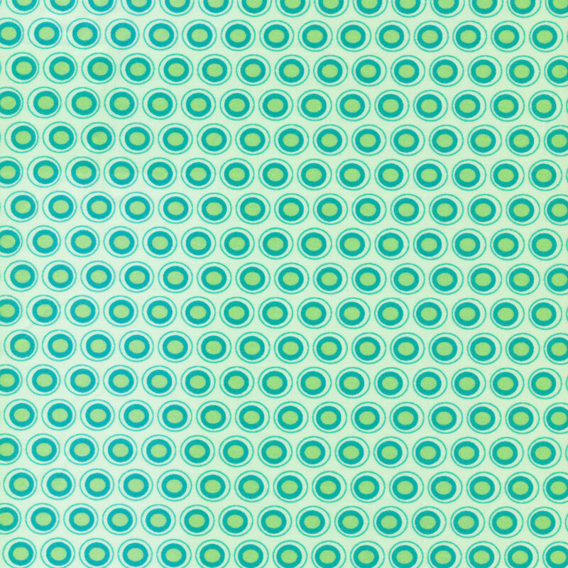 aqua fabric with a lovely teal and seafoam oval polka dot design