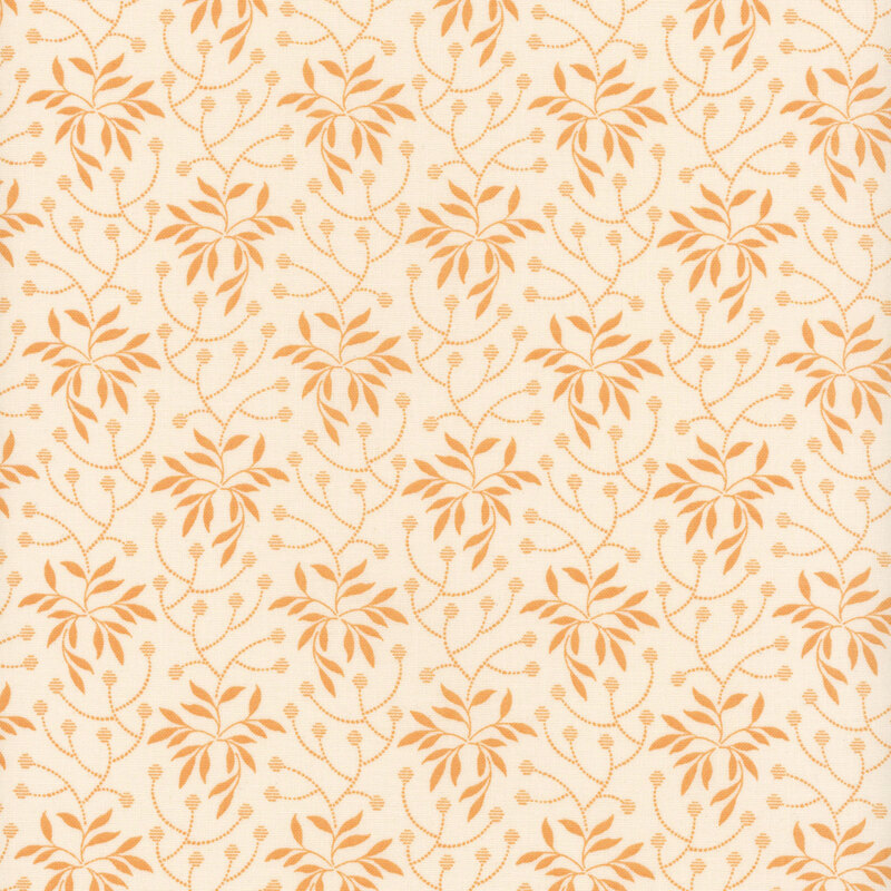 Cream fabric with orange leafy vines all over